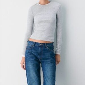 Aritzia Homestretch Rib Longsleeve - Size Small, in Heather Crome, NWOT